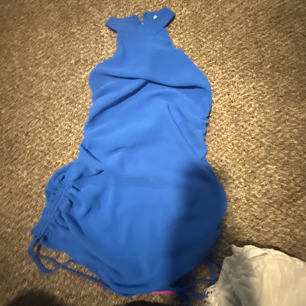 Blue sleeveless mini dress
